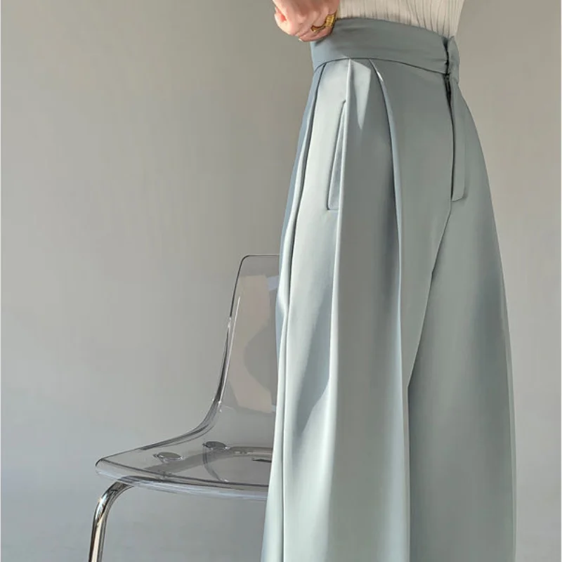 Designer Elegant Suit Pants Women Summer 2021 Slim Casual Korean Fashion Wide-legged Pants Solid High-waist Office Lady Clothing