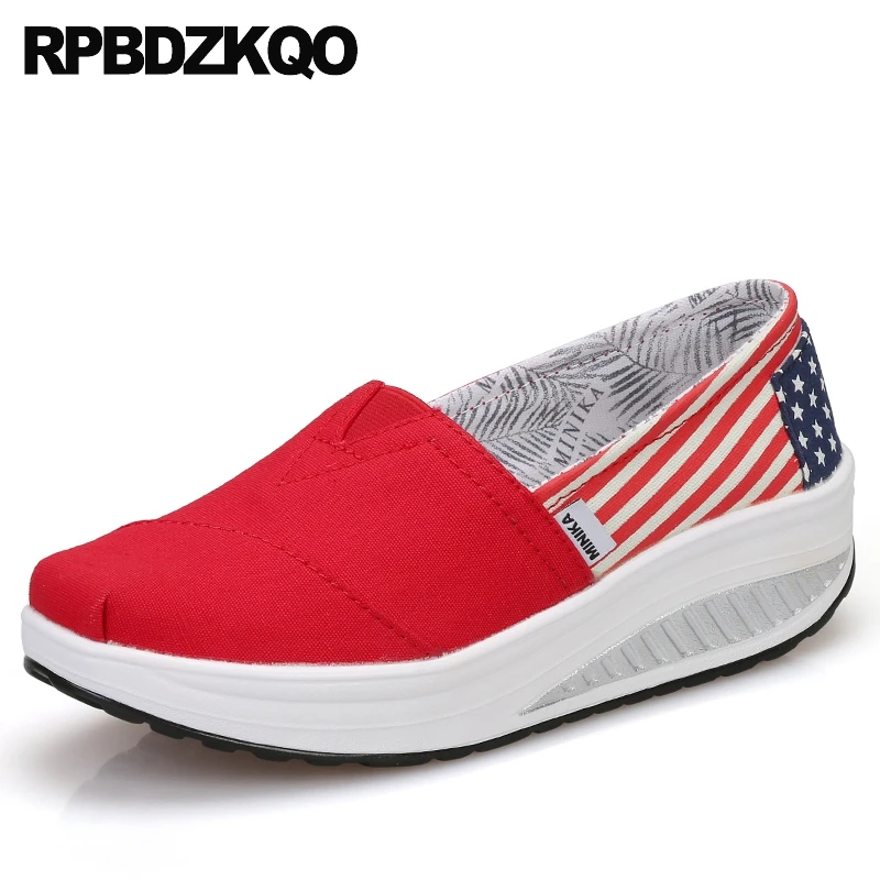 red slip on canvas shoes