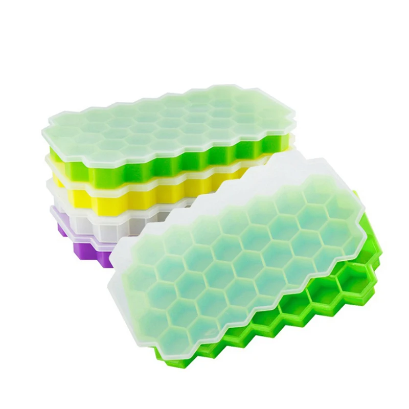 

37 Cubes Honeycomb Shape Ice Cube Tray Ice Cube Mold Storage Containers Silicone Ice Cube Tray Mold Kitchen Tools & Gadgets