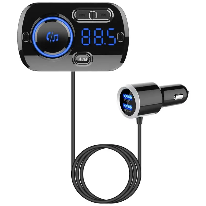 

Car Bluetooth 5.0 FM Transmitter Wireless Dual usb Handsfree Audio Receiver with QC 3.0 Auto MP3 Player fm zender TF card u disk