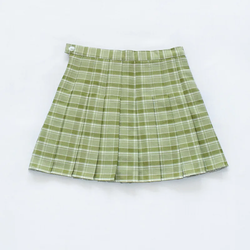 Jli May клетчатая юбка в складку для девочек короткие мини-юбки женские Униформа Харадзюку с высокой талией в Корейском стиле японский Повседневная Уличная одежда; сезон осень - Цвет: Зеленый