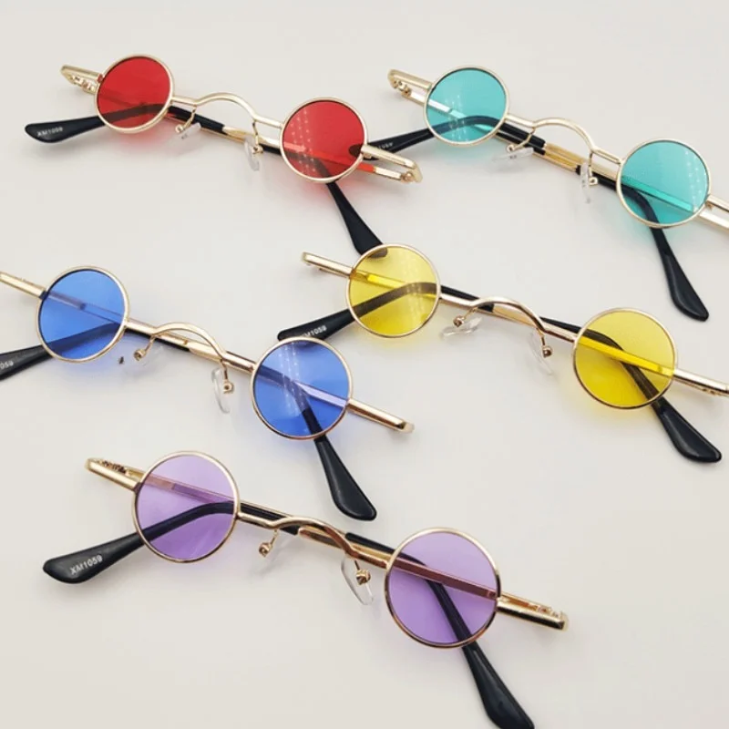 Retro Mini Sunglasses Round Men Metal Frame Gold Black Red Small Round Framed Sun glasses For Women Driver Goggles