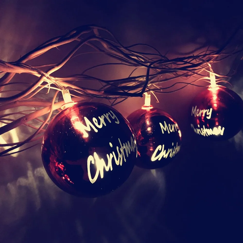 1,5 м 10 светодиодов/3M20LEDS подвеска «фонарь» с Рождеством Рождественская гирлянда вечерние праздничное украшение для дома красный шар