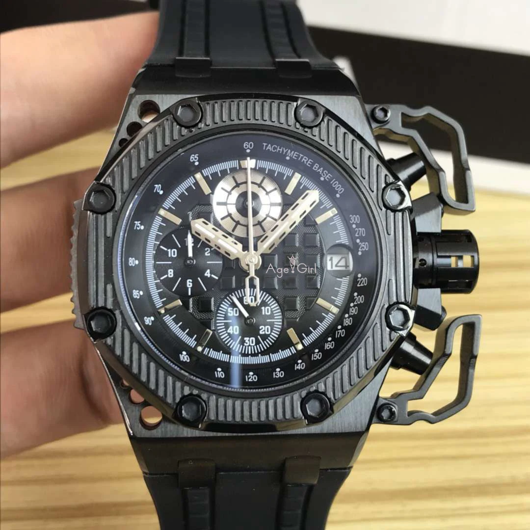 ^Cheap Luxury Brand New Men Watch Stopwatch Sapphire Stainless Steel 904L Chronograph Watches Rose Gold Black Rubber Sport 45mm AAA+