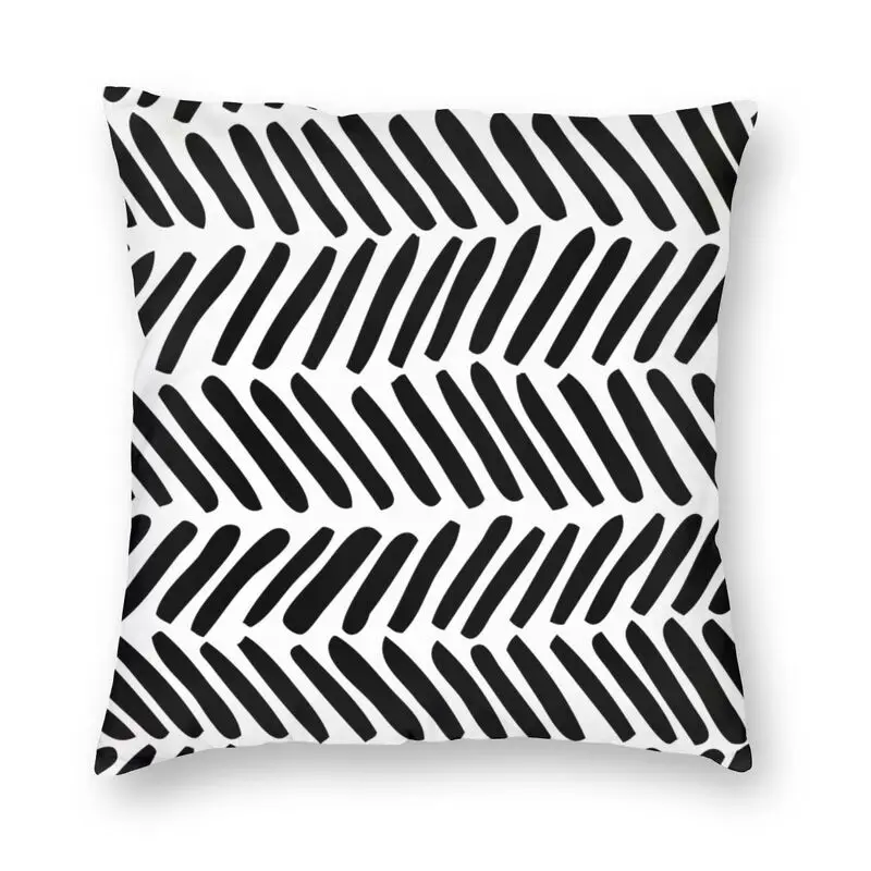 

Black And White Abstract Herringbone Throw Pillow Case Decoration Square Geometric Pattern Cushion Cover Pillowcover for Sofa
