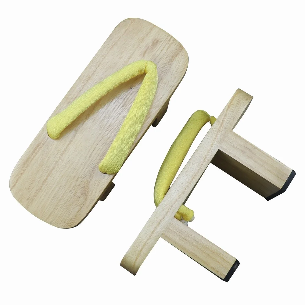 Japanese Geta Wooden Clogs Mononoke Cosplay Clogs White Wood High Two Teeth Yellow Belt 10cm Heel High Flip Flops cosplay shoes
