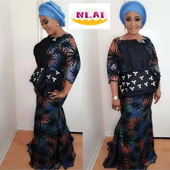 

African Stones Lace Fabric 2019 High Quality Lace French Net Embroidery Tulle Lace Fabrics For Nigerian Party Dress XY2245B-4