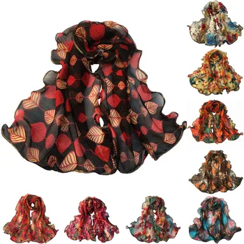 

Scarf Women Fashion Vintage Gauze Print Scarf Shawl Wrap Hair Hijab Scarves Foulard Femme Luxury Head Scarf Foulard Cheveux