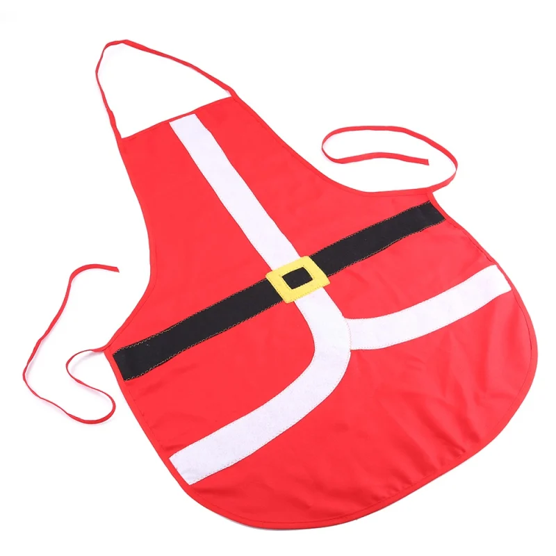 New Year Santa Claus Christmas Apron Decor For Home Kitchen Dinner Party Festive Red Cloth Adult Pinafore Christmas Decor