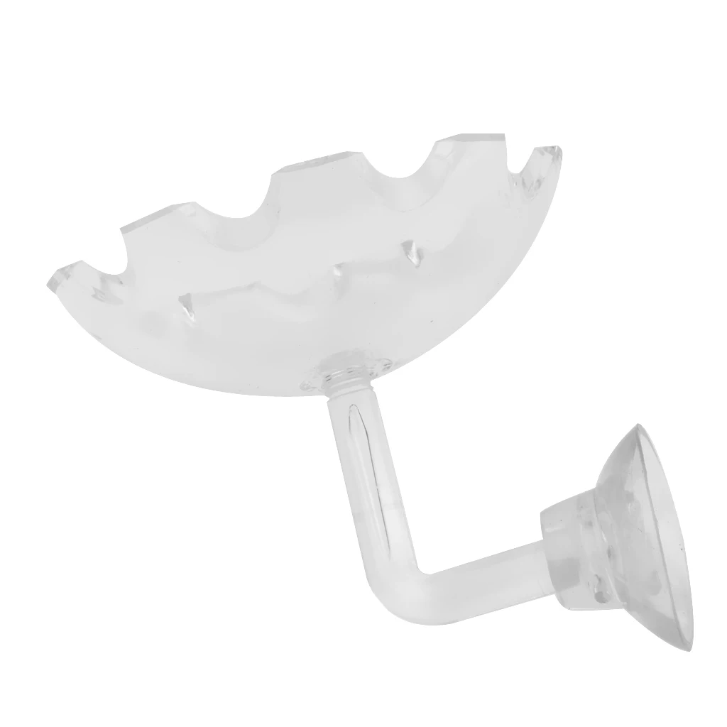 Acrylic Shrimp Feeding Dish Fish Feed Food Tray - Clear Basin Container with Suction Cup Fish Tank Aquariums Accessories
