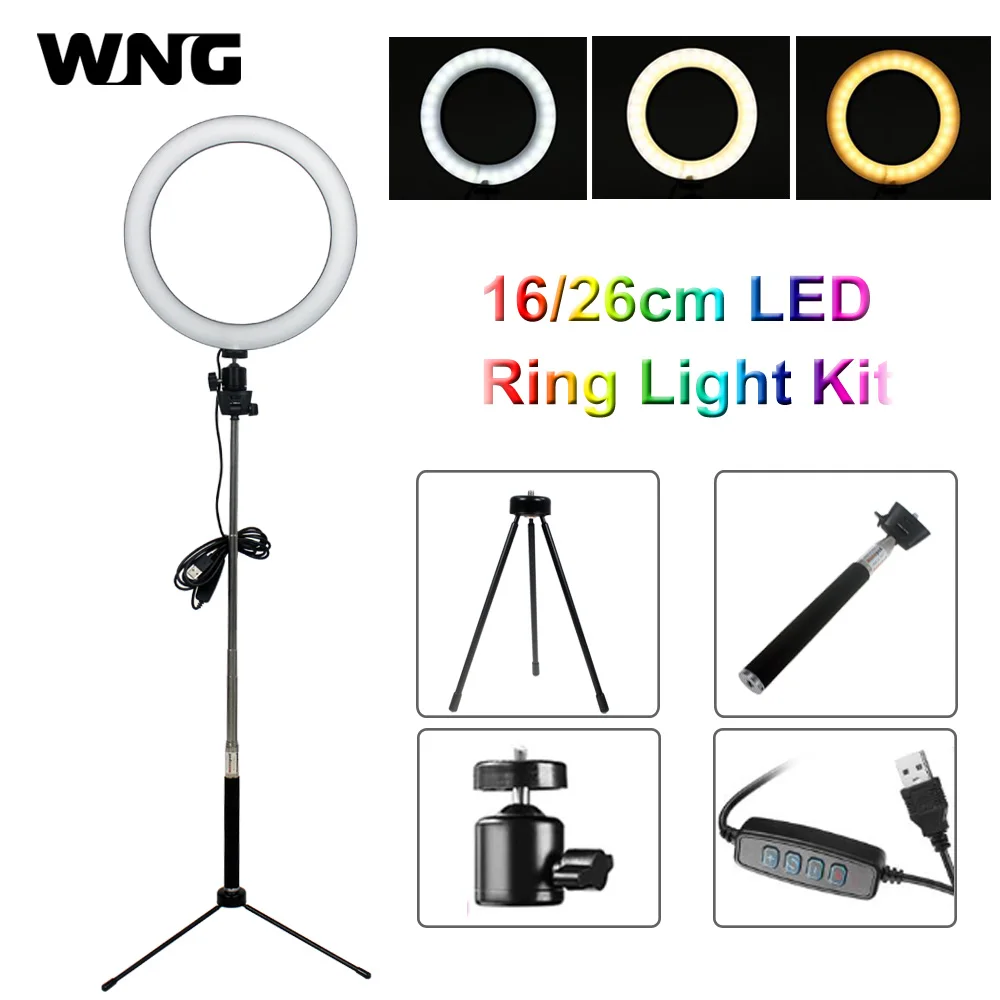 10 дюймов Selfie Ring Light двухцветная лампа с штатив-Трипод стойка для трансляция макияж светодиодный настольный кольцо свет мини светодиодный Камера свет