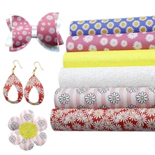 20*34 см 6 шт./партия цветочный Рисунок блеск с принтом искусственная Синтетическая кожа фабричная Лоскутная для волос лук сумки чехол для телефона DIY, 1Yc7860