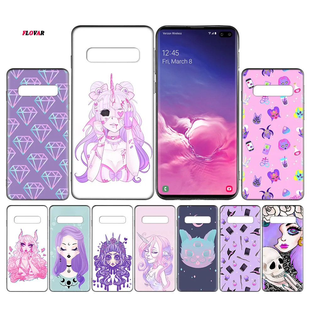 

Girly Pastel Witch Goth Black TPU Case Cover For Samsung Galaxy Note 8 9 10 10+ S8 S9 S10e Plus 5G A30 A50 A70 A30s A50s Coque