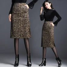 Леопардовая юбка зимние женские юбки футляр с высокой талией модные тонкие сексуальные миди юбки женские юбки Jupe Femme Saia уличная
