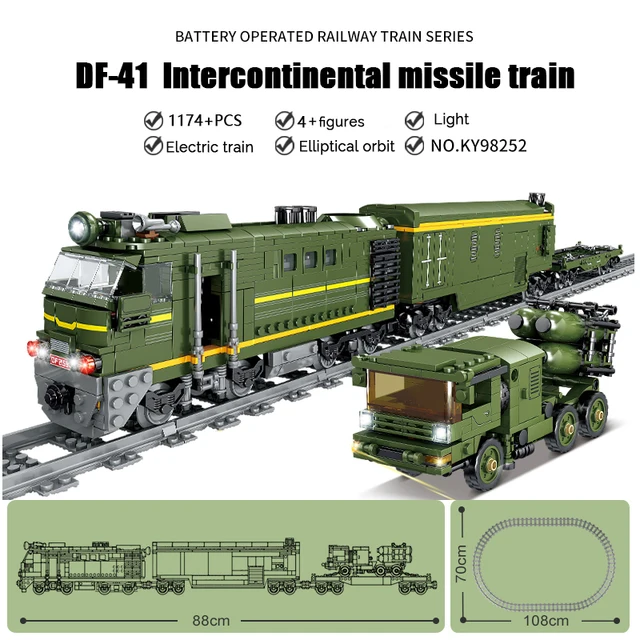 KAZI Electric building block Technical Train series railway track laying machine engineering educational assembling toy