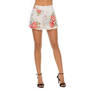 

2019 Shorts Women Fashion Plus Size High Waist Pleated Foral Printed Chiffon Pantalones Cortos Mujer Spodenki Damskie Short