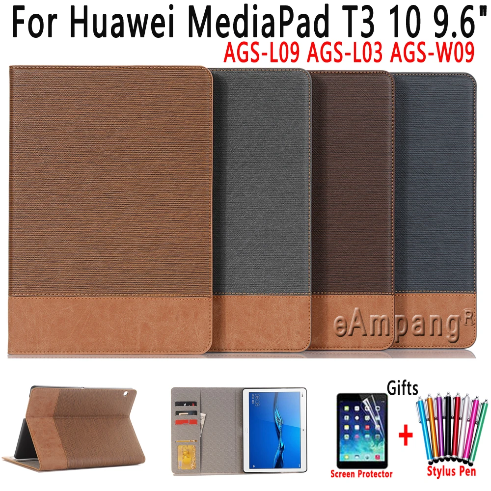Кожаный чехол для Huawei MediaPad T3 10 9 6 дюйма планшета с противоударной откидной