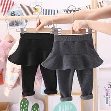 Г. Детская зимняя юбка-брюки из чистого хлопка и бархата для девочек; детские брюки-кюлоты из двух предметов; базовые брюки