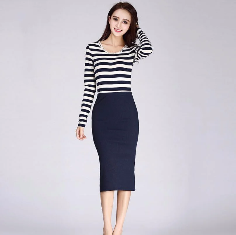 2025 Primavera Otoño Faldas Largas De Tubo Mujer Sexy Paquete Delgado Cadera Maxi Falda Señora Invierno Sexy Chic Lana Costilla Falda Midi Saia - AliExprs 200000345