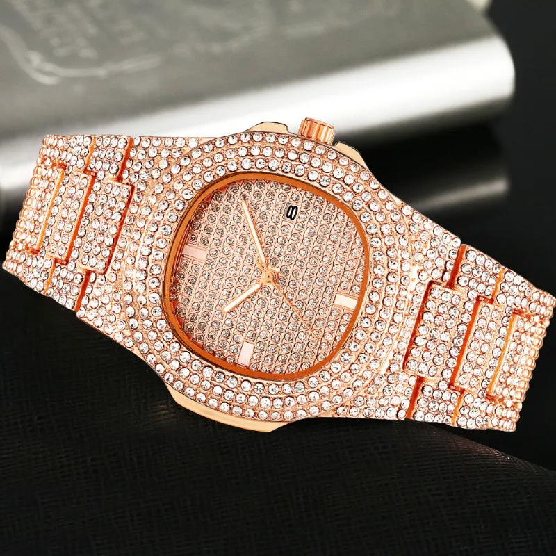 

Luxury Watch Men Crystal Mens Watches Diamond Stainless Steel Women Quartz Wristwatch Dress Business Date Clock reloj mujer