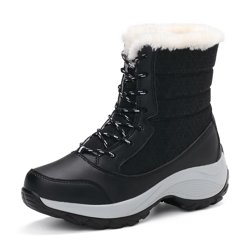 CUNGEL/Новое поступление; модные замшевые женские зимние ботинки; зимние теплые плюшевые женские ботинки; водонепроницаемые ботинки; обувь на плоской подошве - Цвет: 1617-black
