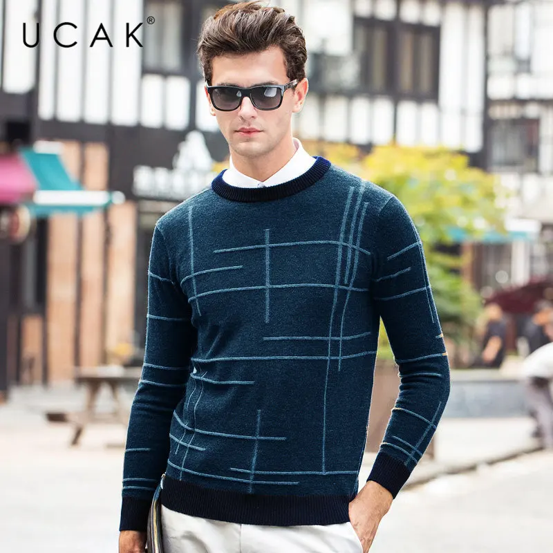 UCAK Brand Pure Merino Wool Sweater Men 2019 New Arrival Autumn Winter Soft Warm Pullover Men Striped Cashmere Pull Homme U3063 UCAK Brand Pure Merino Wool Sweater Men 2019 New Arrival Autumn Winter Soft Warm Pullover Men Striped Cashmere Pull Homme U3063