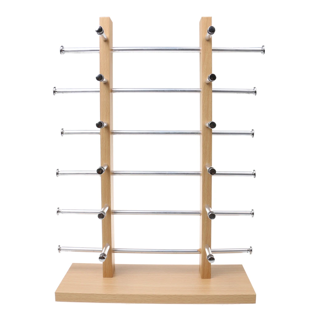6-Layer Sunglasses Eyeglasses Display Wooden Frame Rack Stand Holder Organizer silver color Displaying sunglass eyeglass and glasses
