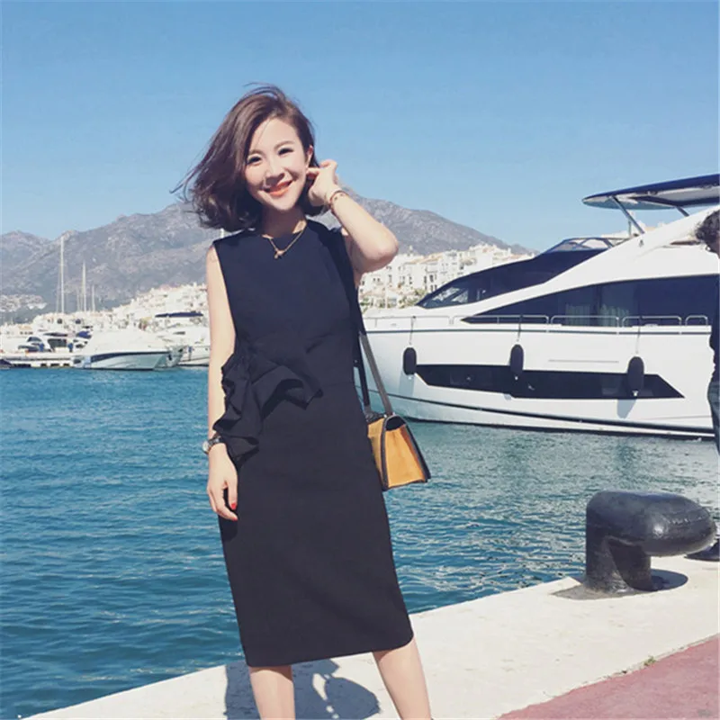 

2020 Early Spring WOMEN'S Dress New Style Base Dress Spring And Summer Hepburn Wind Skirt Ol Casual Slimming Sleeveless Black Dr