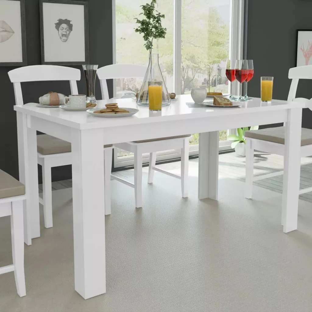 

VidaXL High-Quality Dining Table 140x80x75 Cm White Elegant Design Stable Durable Contemporary Dining Table Easy To Clean