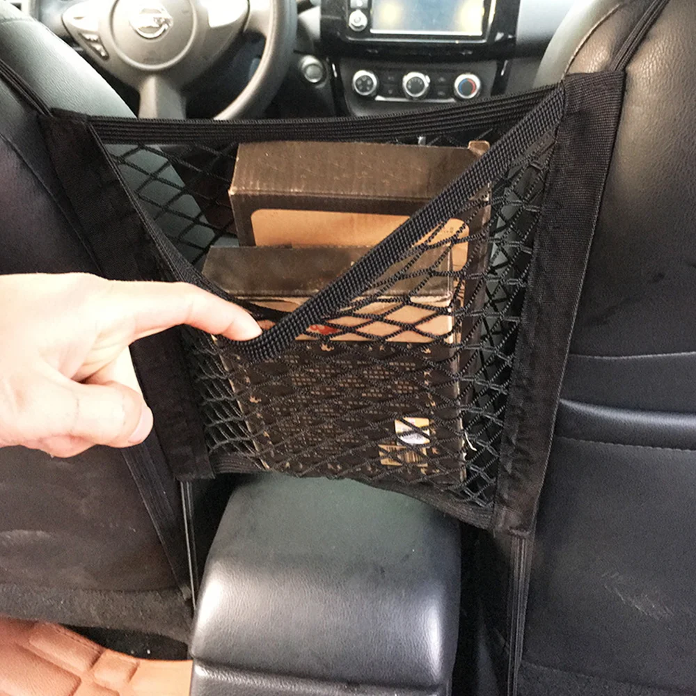Автомобильные сетки-держатели в багажник 1 шт. Автомобильная внутренняя спинка сиденья эластичная сетка багажная сетка для автомобиля стильная сумка для хранения карманная клетка Органайзер 30*25 см