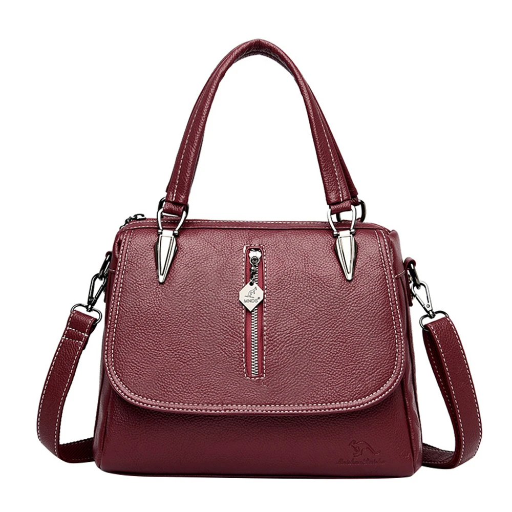 Wine Red zipper Новая Женская Ручная сумка Роскошные сумки женские сумки дизайнерские сумки высокого качества мягкие кожаные сумки через плечо для женщин - Цвет: Wine Red zipper