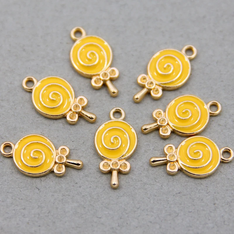 Enamel Candy Lollipop Charms for DIY Jewelry Making - Set of 10