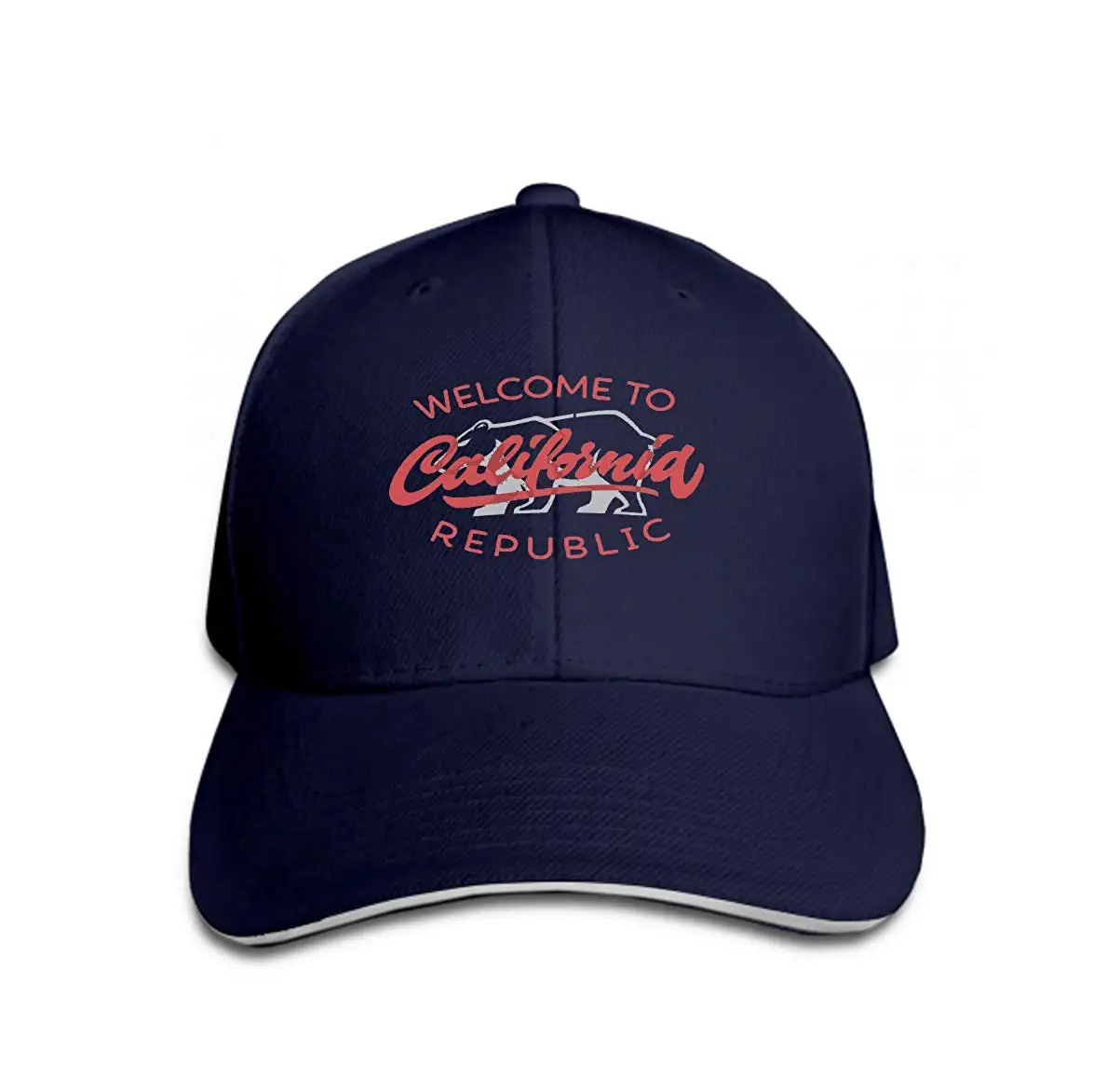 Cowboy Hat Fashion Baseball Cap for Men and Women Vintage California Republic calligraphic Handwritten app appare Navy |