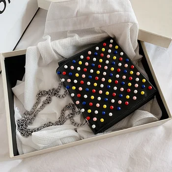 

Color Riveting Nail Shoulder Bag Women's Bag 2020 New Style Fashion Chain Shoulder Bag Tote Bag Sac Bols