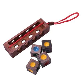 

Wooden Color Chess Crazy Four Keychain Burr Puzzles Brain Teaser Toy