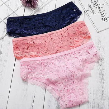 

Women Underwear Lace Panties Female Underpants Solid Color Briefs Lingerie Sexy Underwear Breathable Girls Floral Intimates