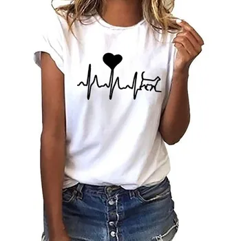 

Summer Fashion Heartbeat Plus Size Black T-shirt Short Sleeve Tshirt Soft Women's T-shirts Black Girl Magic Steetwear dropship