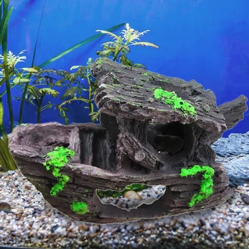 

1PC Aquarium Ornament Ship Rockery Resin Hiding Cave Landscape Underwater Fish Tank Decor Pet Supplies Accessories 15*9cm