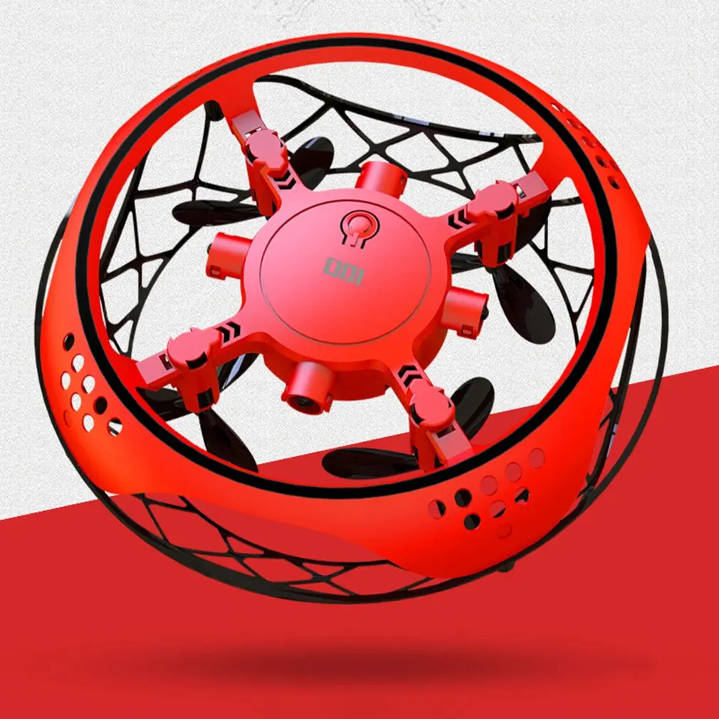 red НЛО датчик жестов самолет Интеллектуальный подвесной игрушечный беспилотник Мини четыре оси мальчик игрушки флэш летающий диск Детский подарок игрушки на открытом воздухе - Цвет: red