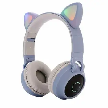 

LED Cat Ear Noise Cancelling Auriculares Headphones Bluetooth 5.0 Headset Support TF Card 3.5mm Plug With Mic Youtube Tws