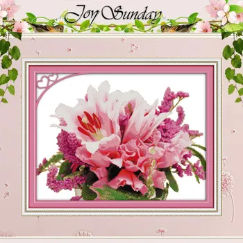 

Pink lily (2) Patterns Counted Cross Stitch 11CT 14CT Cross Stitch Set Wholesale Flower Cross-stitch Kit Embroidery Needlework