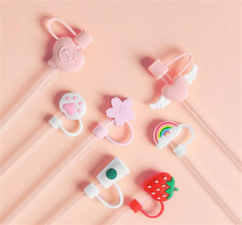 Rubber Straws Straw Plug Rubber Straws 4pcs Silicone Straw Cover Tips Reusable Drinking Straw Tips Lids Plugs Anti Airtight Seal Proof Plastic Straws