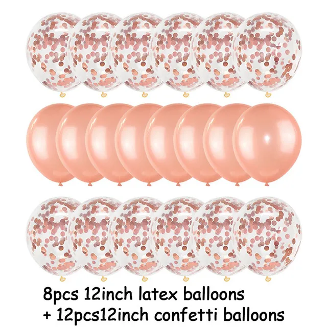 20Pcs Rose Gold Balloon Set Confetti Metallic Balloons Birthday Party Wedding Decoration Anniversary Globals Baby Shower Balloon 20pcs rose gold setA