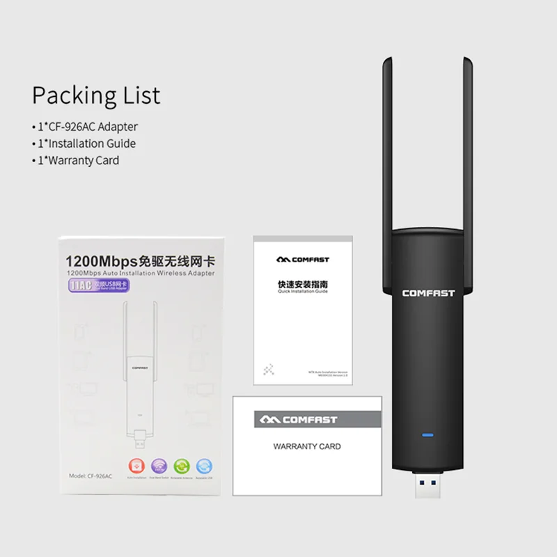 COMFAST Usb Wifi адаптер 1200 Мбит/с двухдиапазонный Wi Fi 2 4 ГГц + 5 компьютер AC сетевая карта