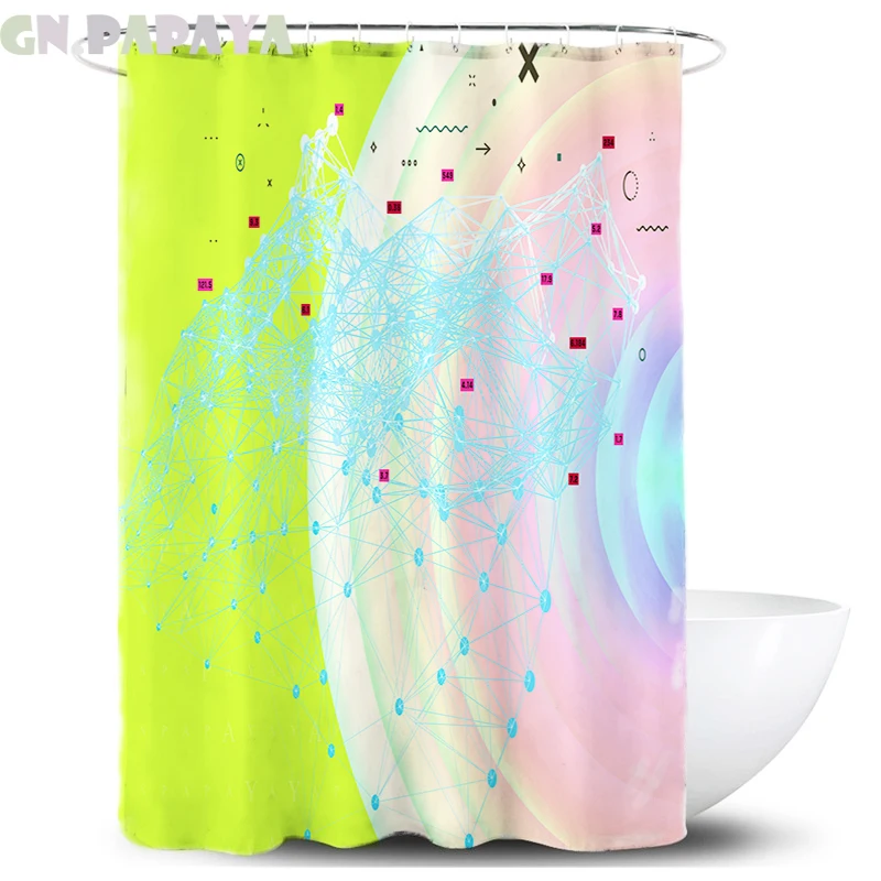 

3d rainbow fresh style chartreuse Bath Curtains Waterproof Polyester Fabric flower Shower Curtains Screen with Hooks Accessories