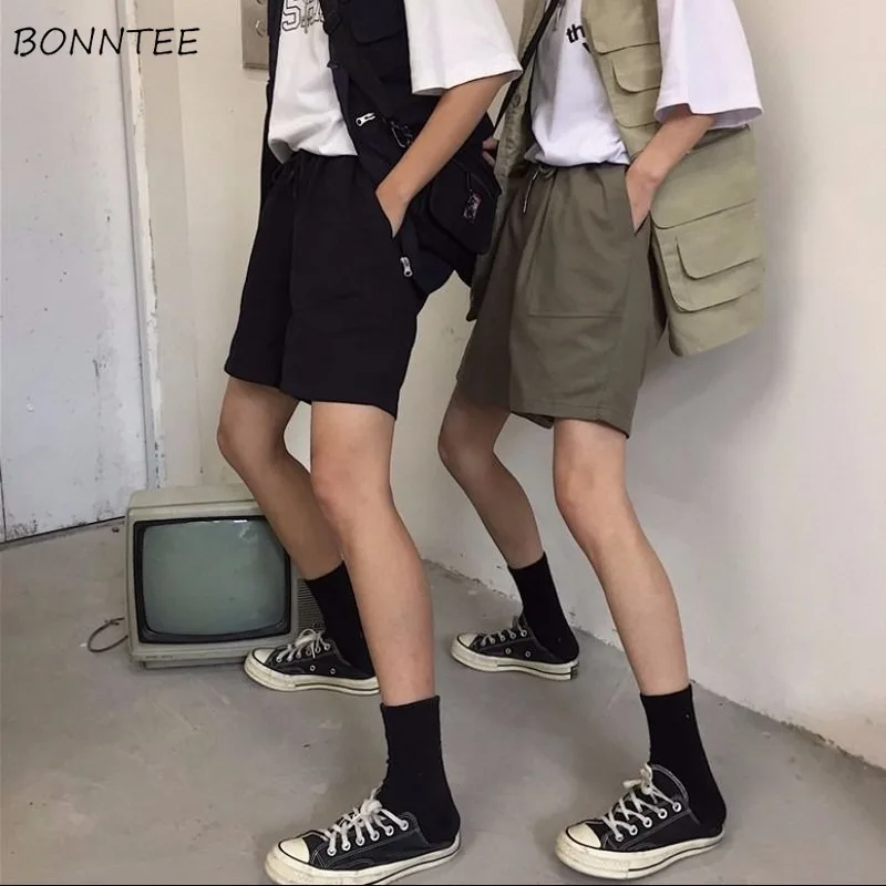 Solid Shorts Women Japanese Style Chic Trendy Loose Leisure BF Unisex ...