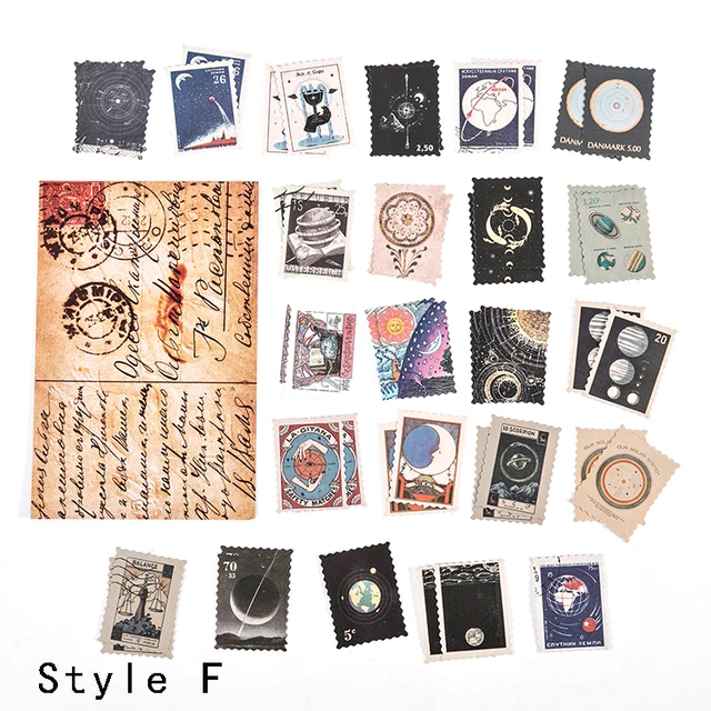Mr.paper 6 Designs 46 Pcs/bag Vintage Retro Style Philatelic Museum Series Creative Hand Account DIY Decoration Stamp Stickers F
