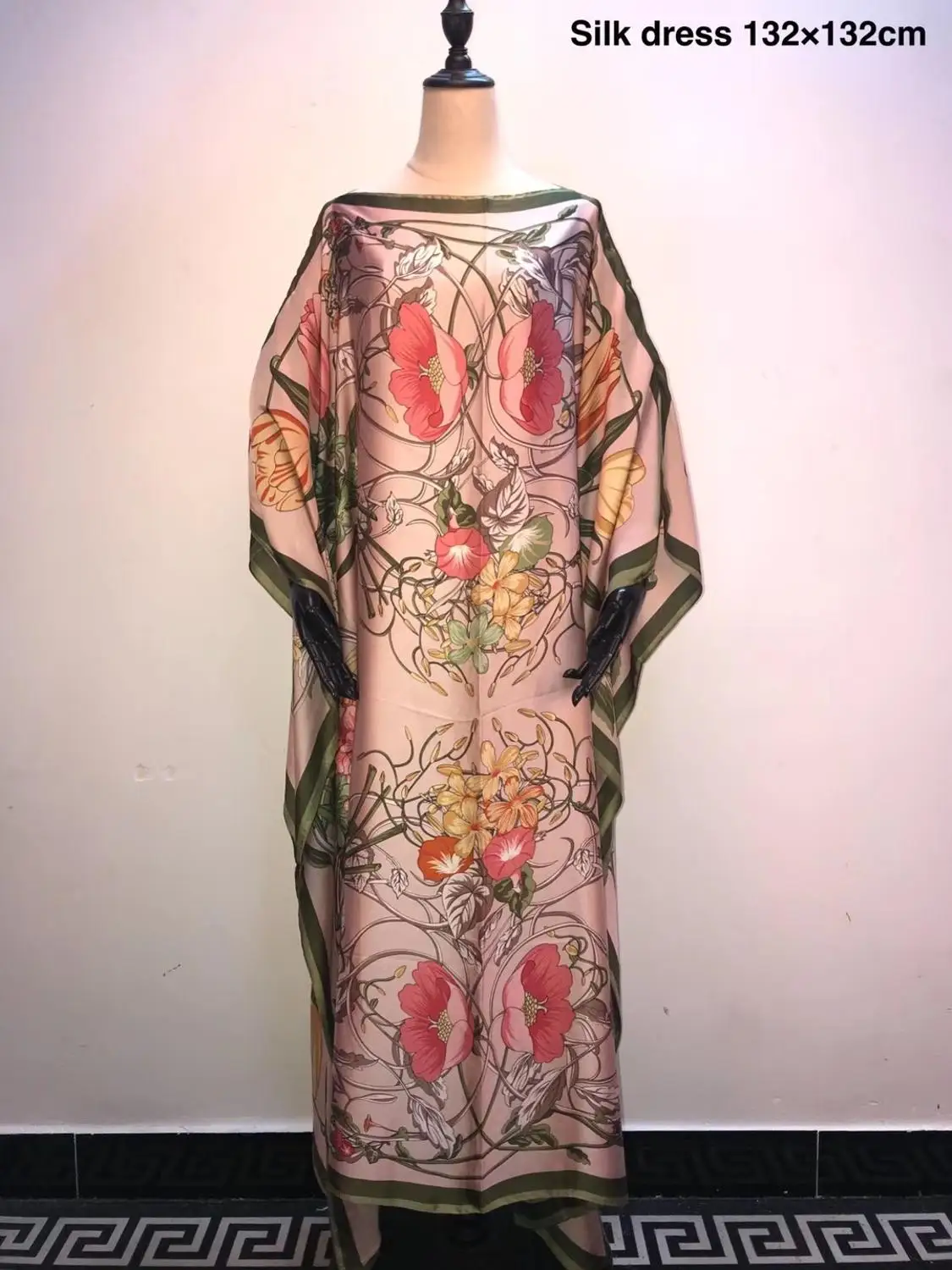 Unique European printed Silk KAftan Dresses length 132 cm x Bustline 132 cm  Beach dresses Dashiki African dresses for women