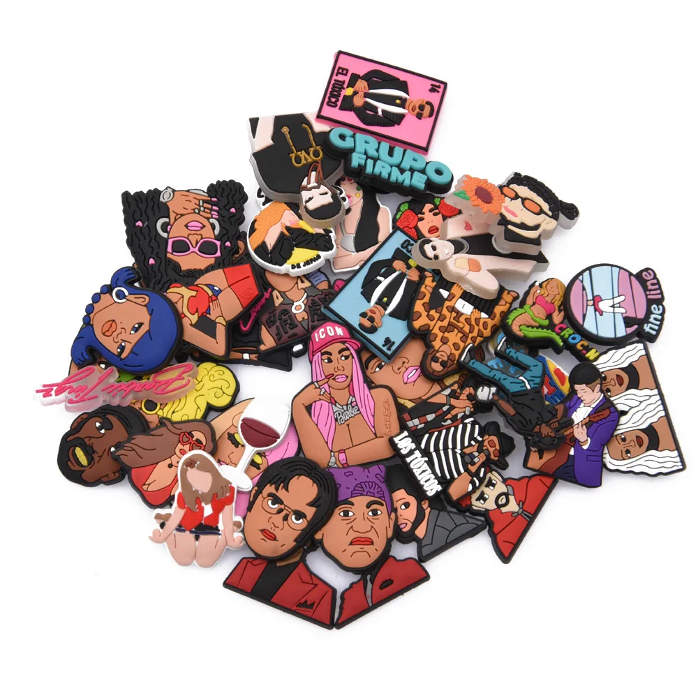 New Arrival 1 Pcs Croc Shoe Charms Cartoon Famous Superstar Clog Shoes Accessories Celebrity Singer Popular Actress Decorations