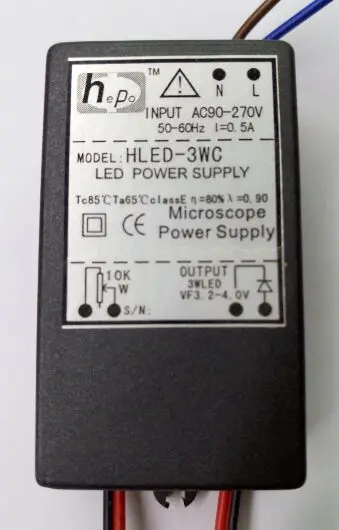 Модуль питания микроскопа H светодиодный-3W HLDE-3W C 3W 1 Вт Светодиодный источник питания с затемнением, 3W светодиодный светильник